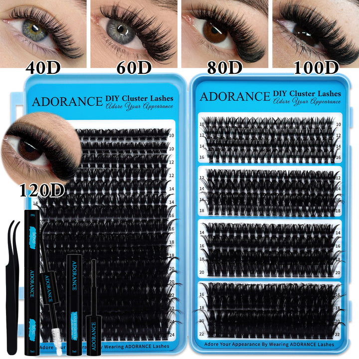 ✨ADORANCE Mixed Length Lash Cluster Kit – DIY Natural Curl 40D-120D