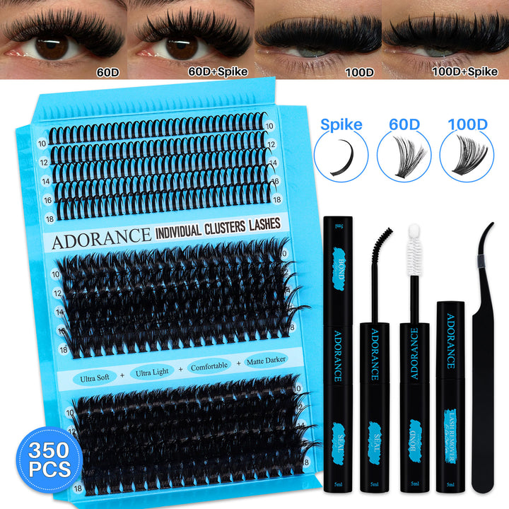 ✨ADORANCE 350PCS D Curl Lash Clusters Kit – 3 Styles DIY Lashes