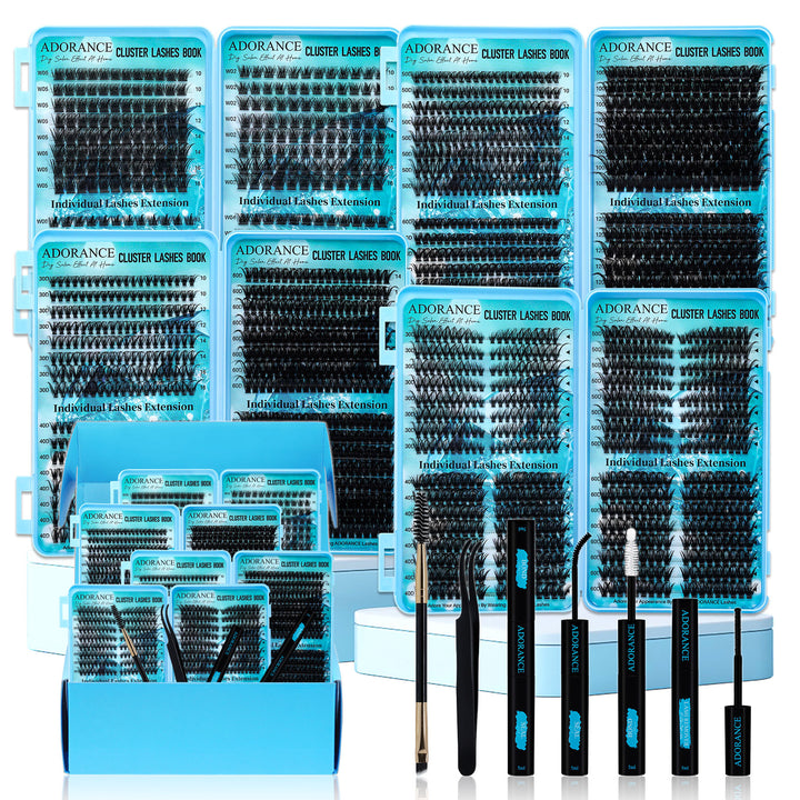 ✨ADORANCE 2208PCS D Curl Lash Clusters – 15 Style Mega Volume Kit