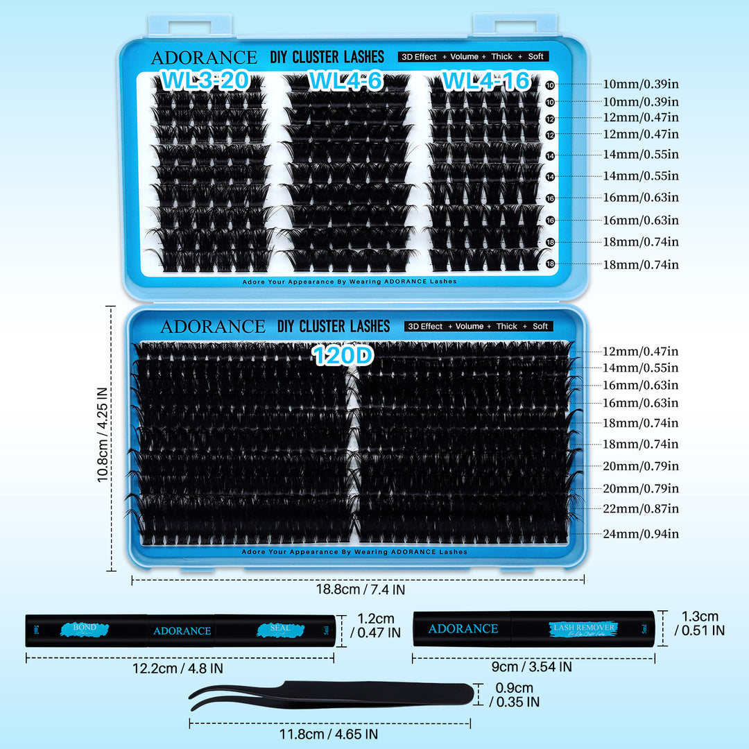 ✨ADORANCE Mixed Length Lash Cluster Kit – Natural Curl 120D