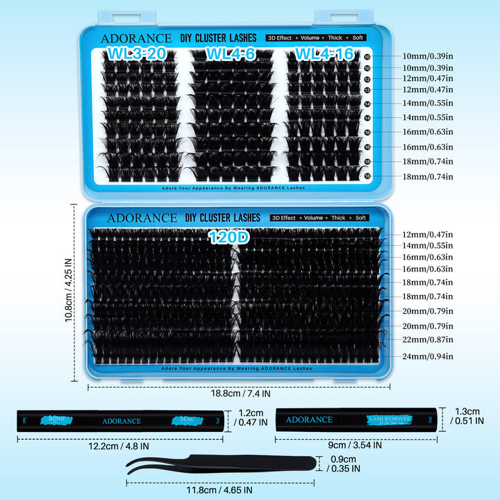 ✨ADORANCE Mixed Length Lash Cluster Kit – Natural Curl 120D