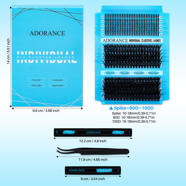 ✨ADORANCE 350PCS D Curl Lash Clusters Kit – 3 Styles DIY Lashes