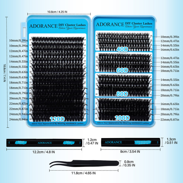 ✨ADORANCE Mixed Length Lash Cluster Kit – DIY Natural Curl 40D-120D