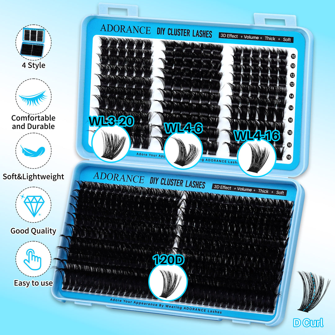 ✨ADORANCE Mixed Length Lash Cluster Kit – Natural Curl 120D