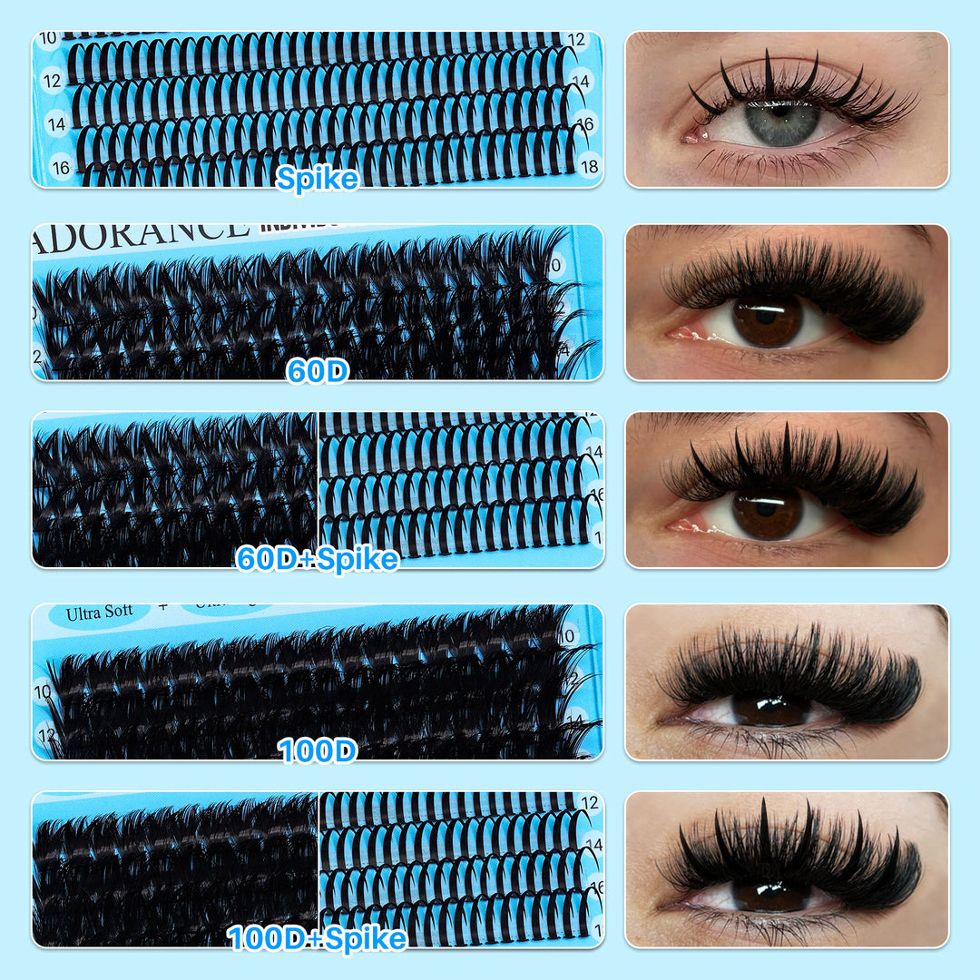 ✨ADORANCE 350PCS D Curl Lash Clusters Kit – 3 Styles DIY Lashes
