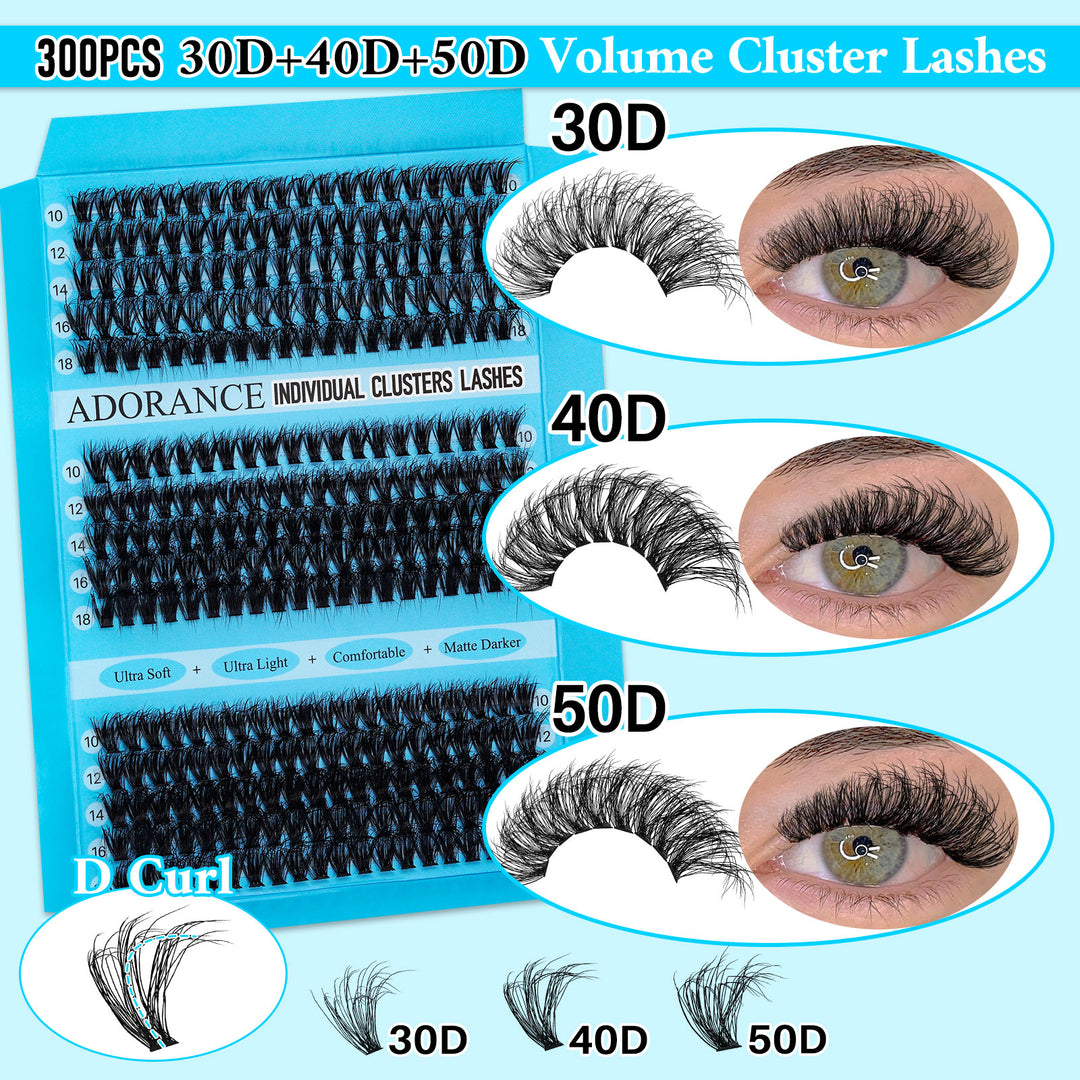 ✨ADORANCE 9 Styles D Curl Lash Clusters Kit with Bond & Seal & Travel Bag