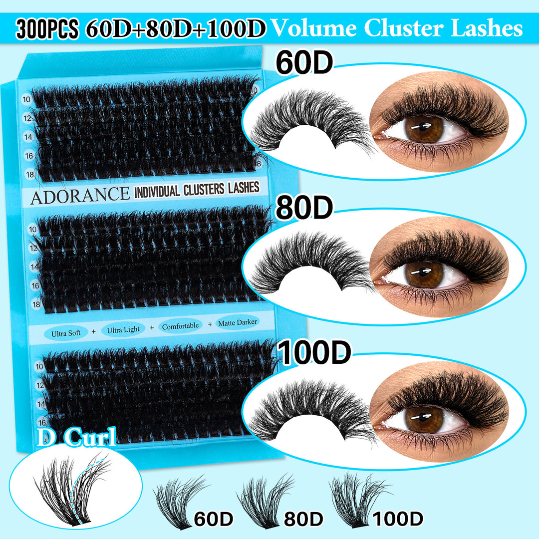 ✨ADORANCE 9 Styles D Curl Lash Clusters Kit with Bond & Seal & Travel Bag