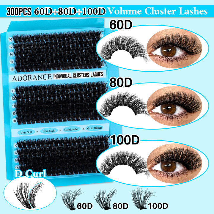 ✨ADORANCE 9 Styles D Curl Lash Clusters Kit with Bond & Seal & Travel Bag