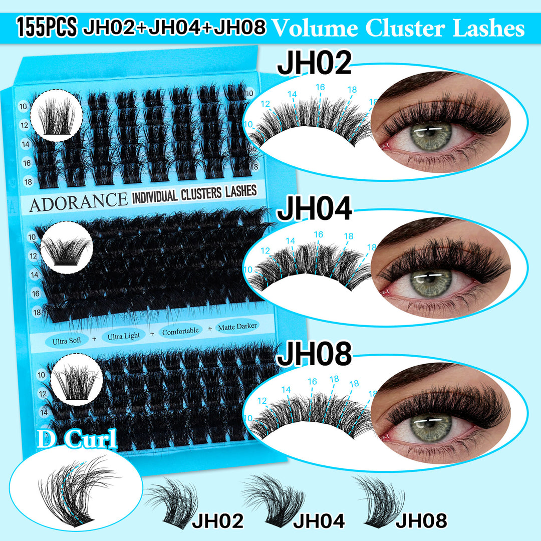 ✨ADORANCE 9 Styles D Curl Lash Clusters Kit with Bond & Seal & Travel Bag