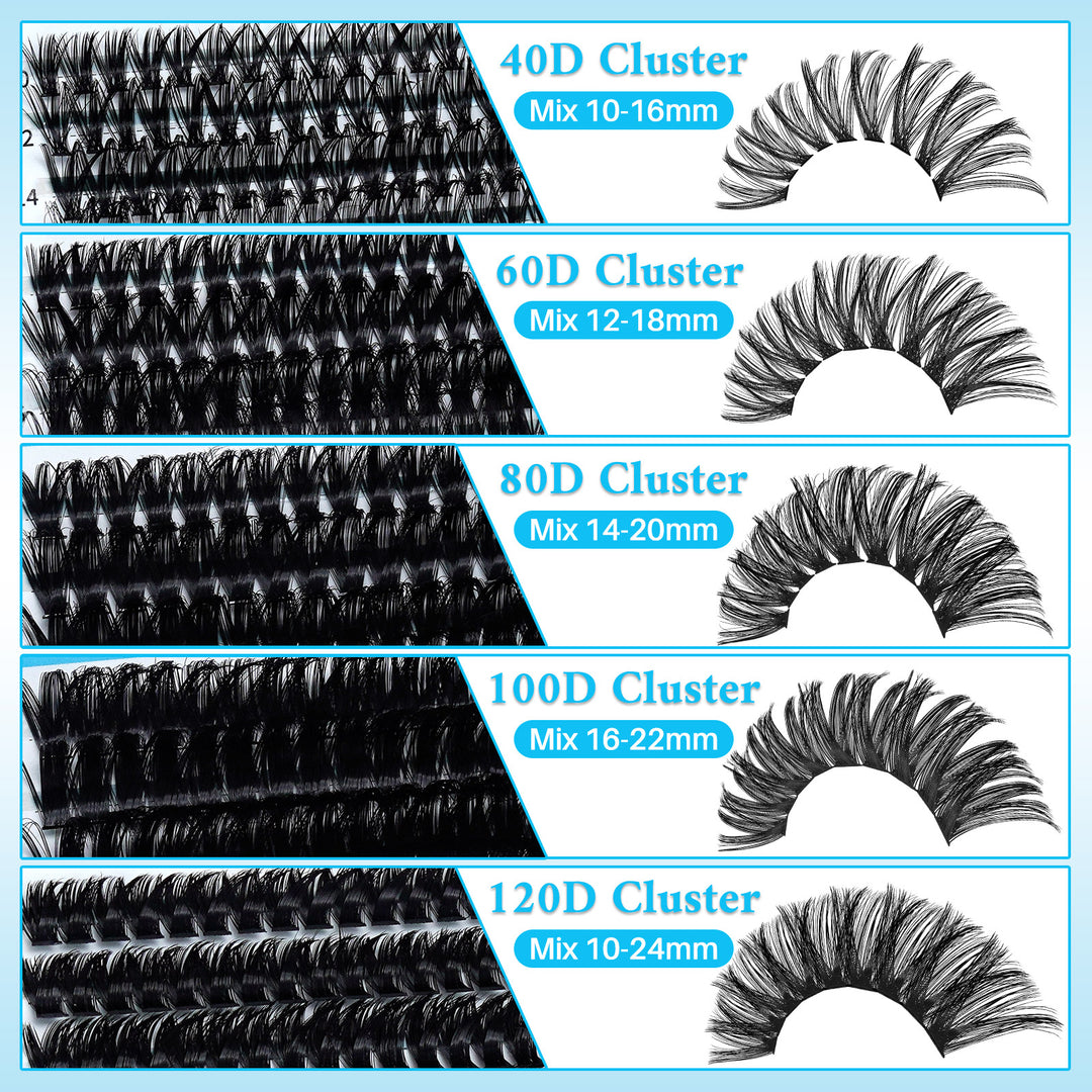 ✨ADORANCE Mixed Length Lash Cluster Kit – DIY Natural Curl 40D-120D